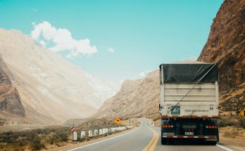 Semi truck traveling on a highway