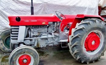 Red Massey Ferguson tractor parked outdoors